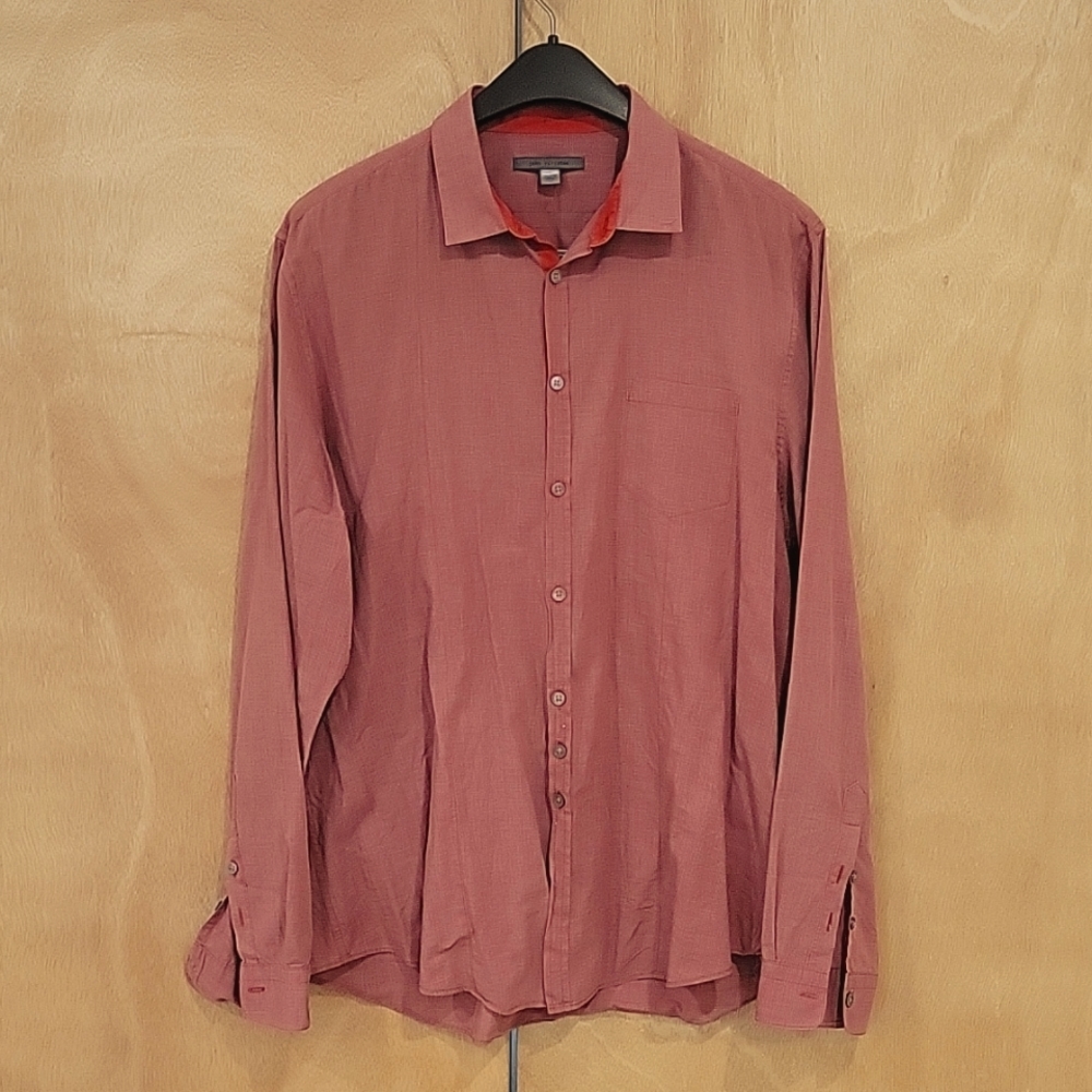 John Varvatos red casual button up shirt, 100% cotton, size L